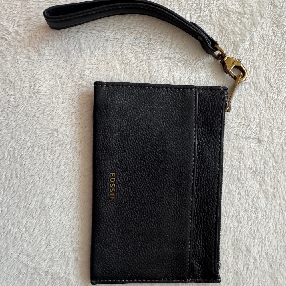 Black Fossil Wristlet (Leather)